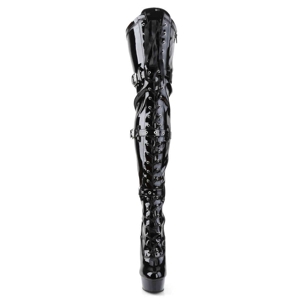 Pleaser - DELIGHT3028 Plateau Overknee Laarzen - Paaldans schoenen - Zwart Product image